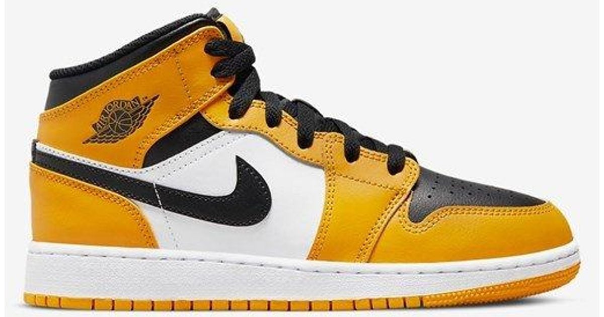 Nike Leather Air Jordan 1 Mid (gs) in Yellow Lyst UK