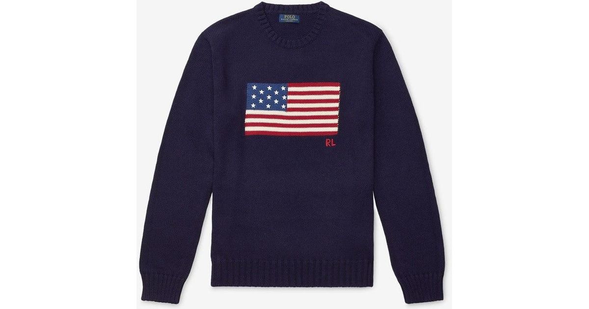 Polo Ralph Lauren The Iconic Flag Sweater in Blue for Men | Lyst UK