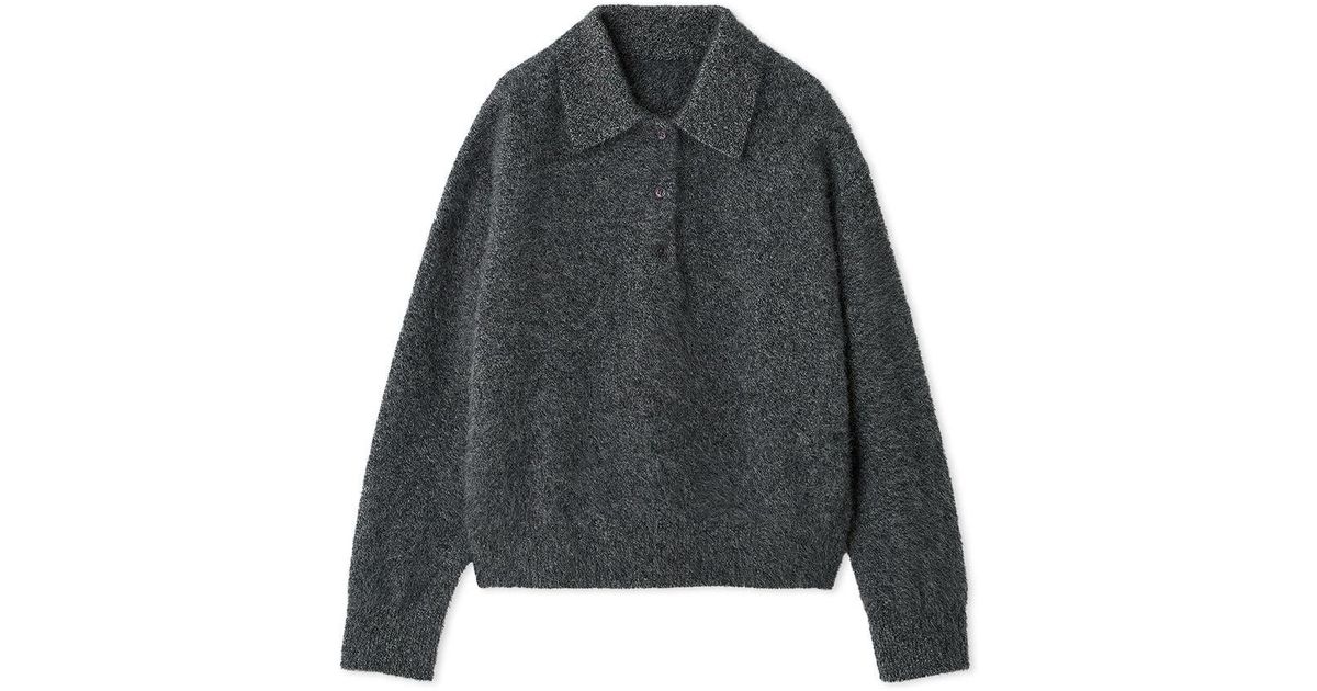 SNIDEL [High Quality Collection] Fox Cashmere Knit Polo in Gray | Lyst