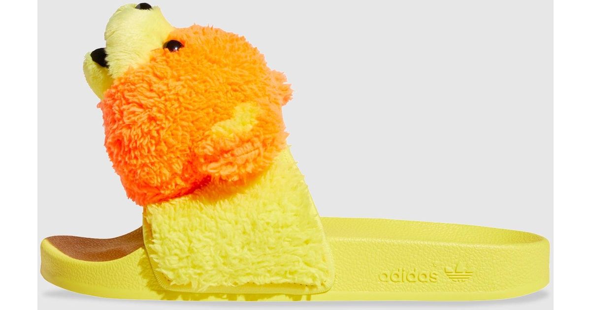 paus Natte sneeuw Monetair adidas Jeremy Scott Adilette "teddy" in Yellow for Men | Lyst