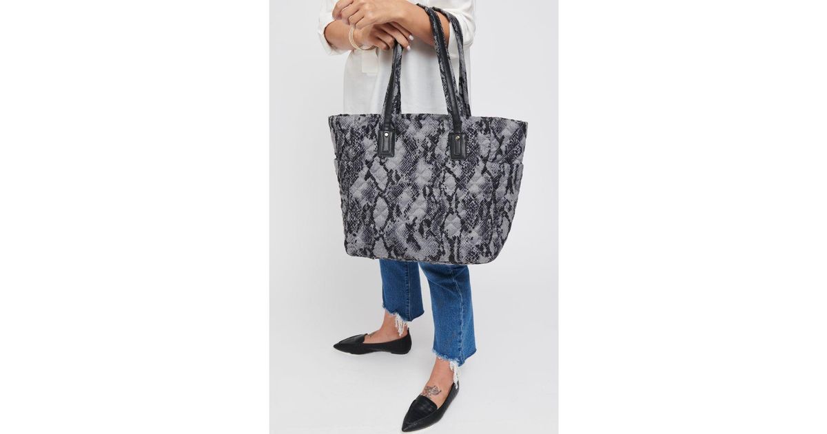Sol And Selene Synthetic No Filter Tote in Black Snake (Gray) | Lyst