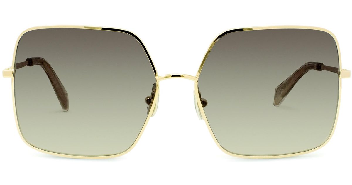 Céline Cl40078u Rectangle Sunglasses in Gold (Metallic) - Lyst
