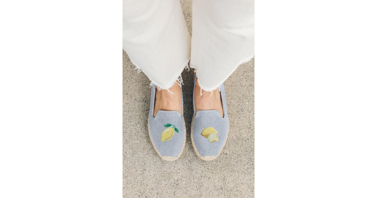 Soludos The Seville Smoking Slipper Lemon Chambray in Blue Lyst