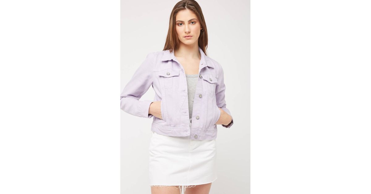 lilac denim skirt and jacket