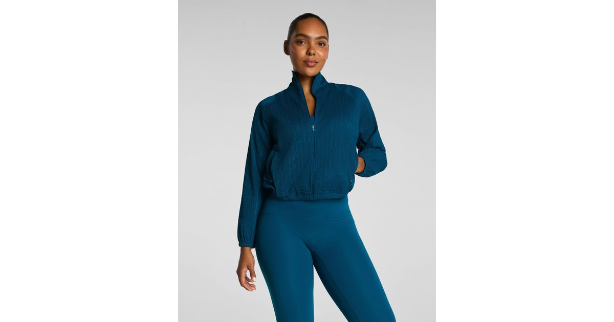 Spanx Boostup Glow Weave Full Zip Jacket in Blue | Lyst