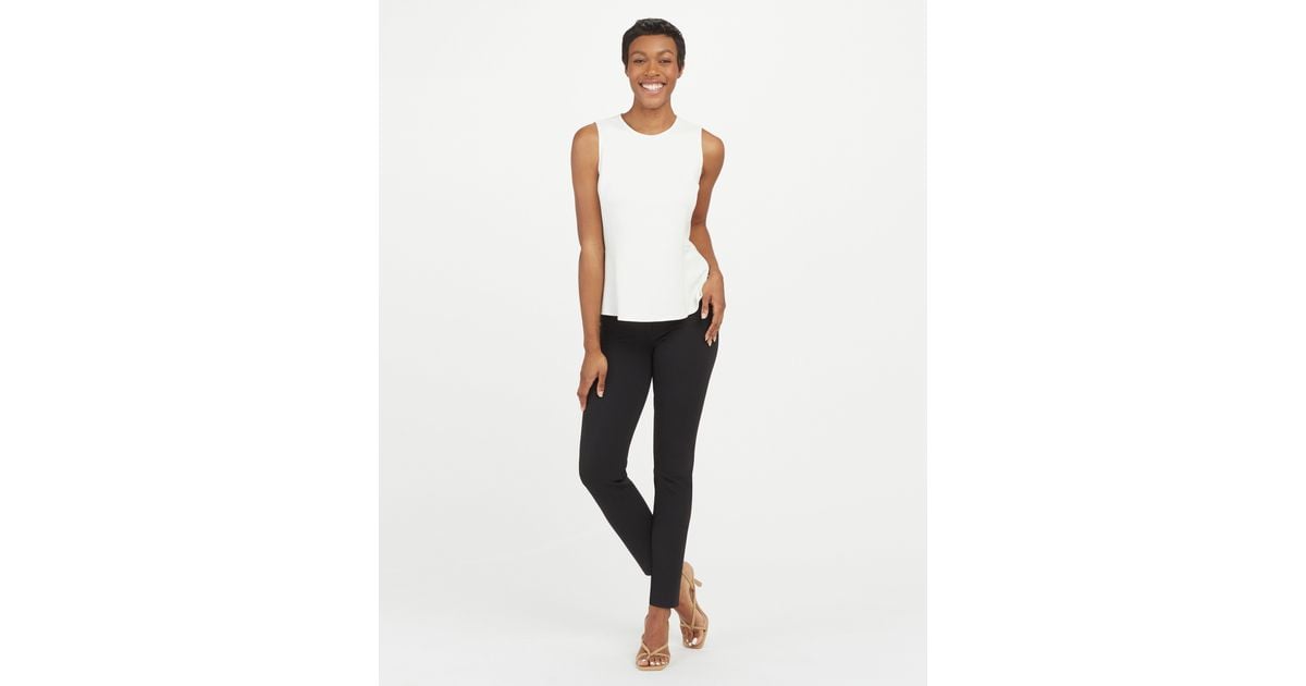 Spanx Cotton On-the-go Ankle Slim Straight Pant in White | Lyst