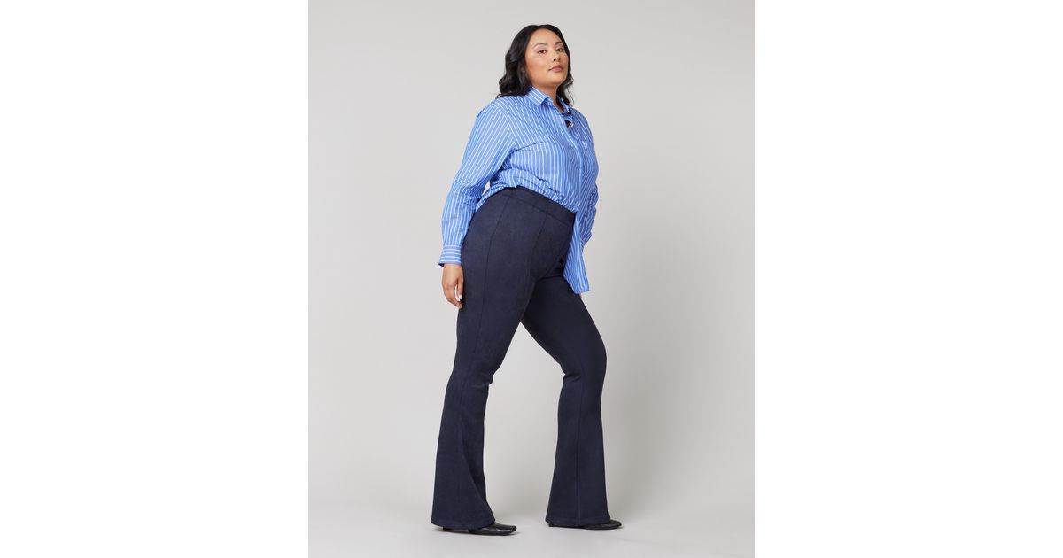 Spanx Faux Suede Flare Pants in Blue Lyst