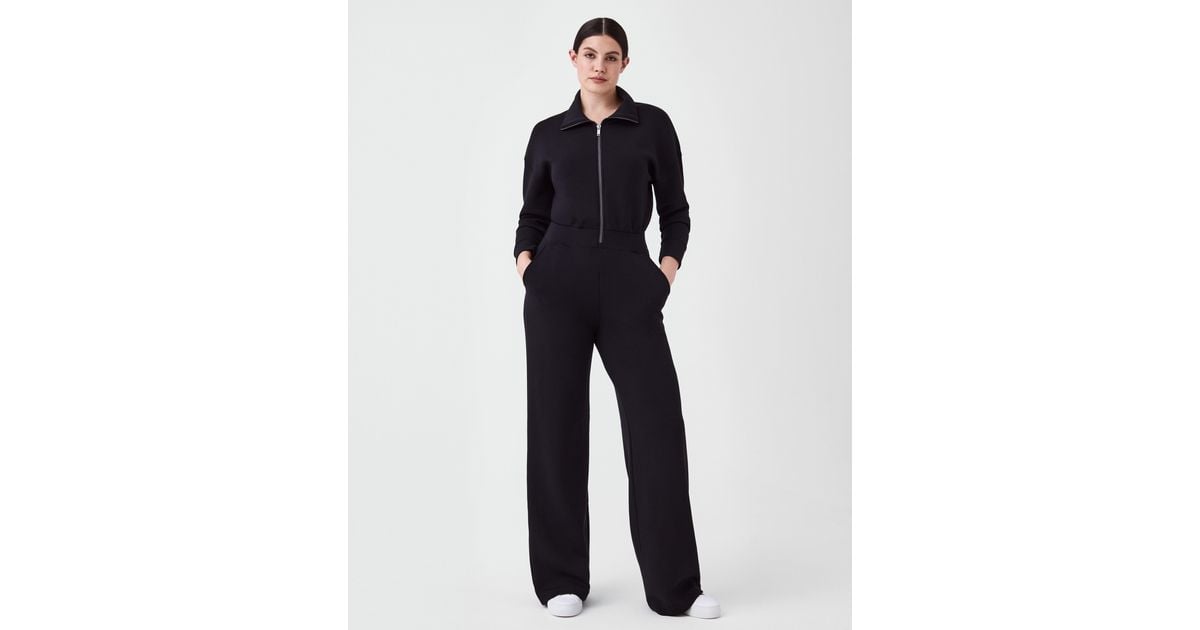 Spanx Airessentials Long Sleeve Wide Leg Jumpsuit in Blue