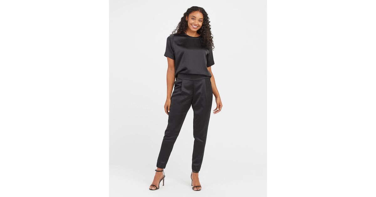 Spanx Satin Jogger in Black Lyst