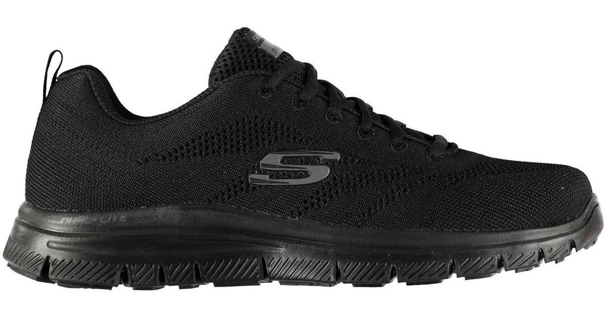 skechers black glitter memory foam trainers