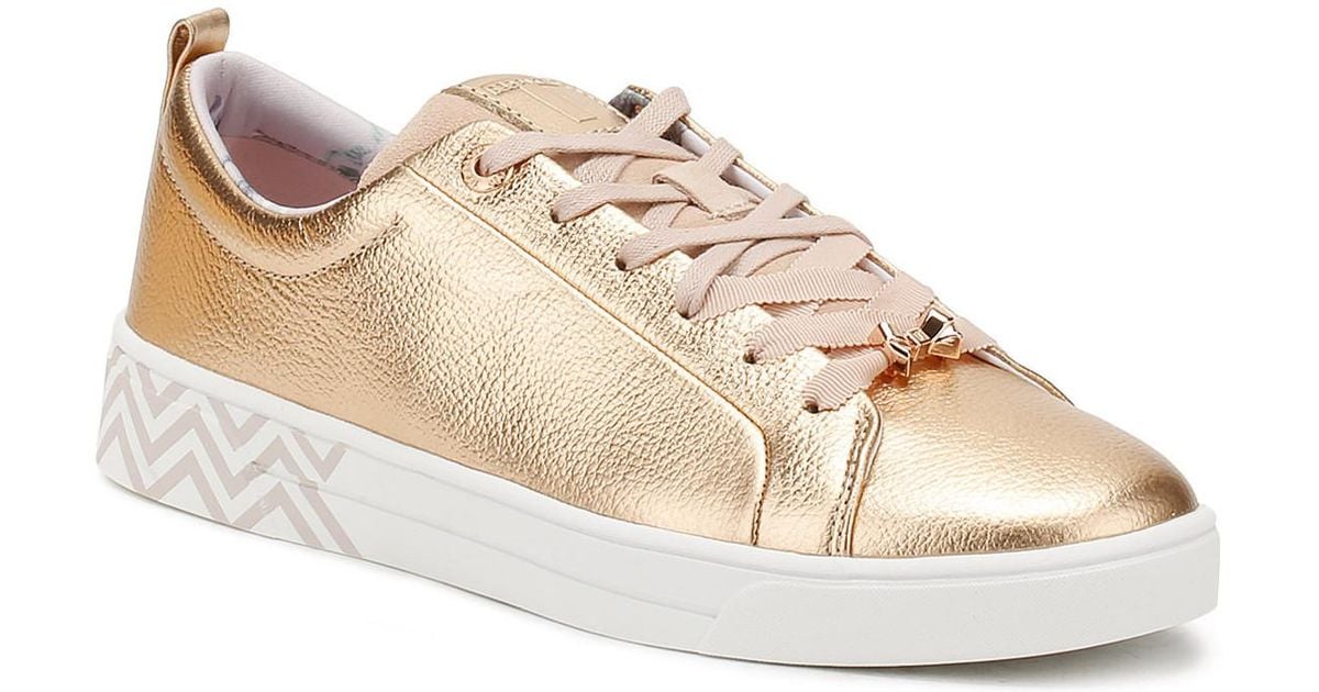 rose gold wedge trainers