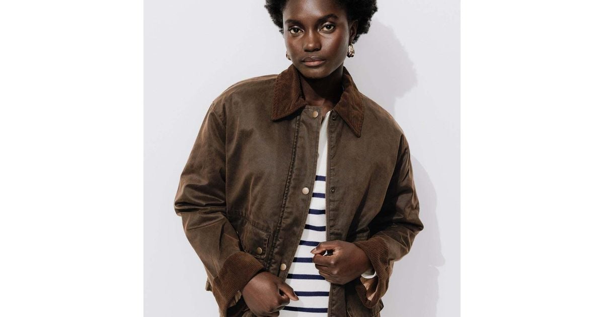 Blouson Veste droite courte Promod en coloris Marron Lyst