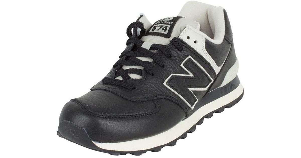 new balance black leather trainers