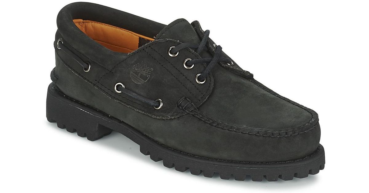 timberland 3 eye boat shoes black