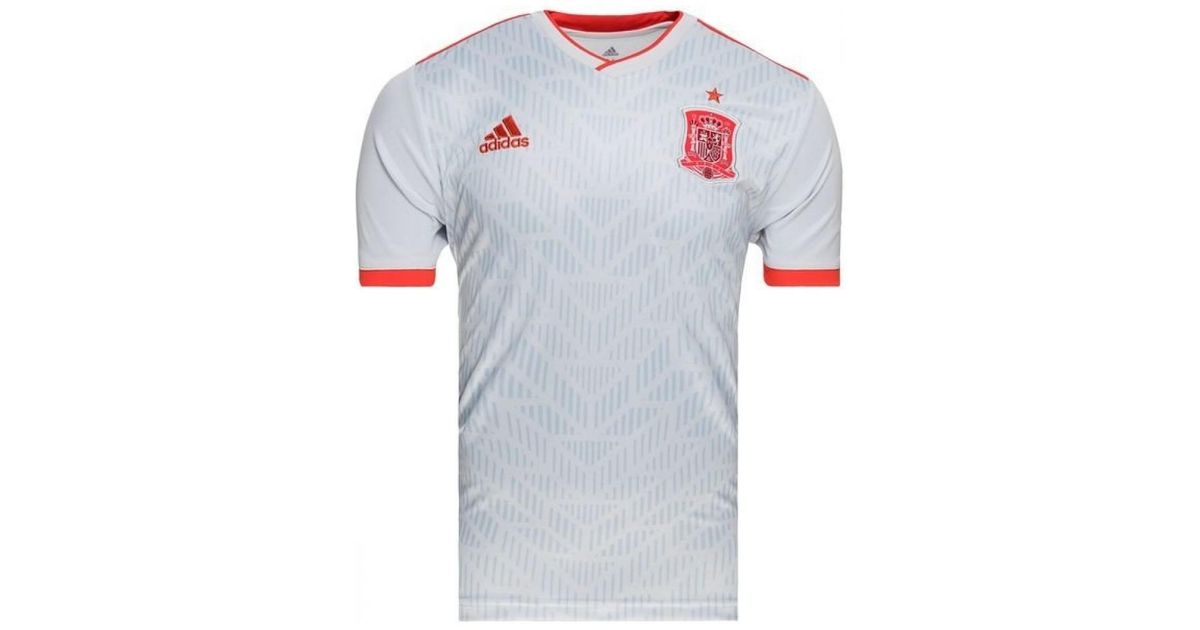 Adidas 2018 2019 Spain Away Football Shirt (kids) Men's T Shirt In White for men Adidas 2018 2019 Spain Away Football Shirt (kids) Men's T Shirt In White for men