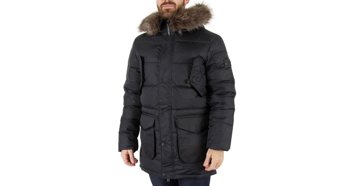 superdry mens longline down chinook parka black