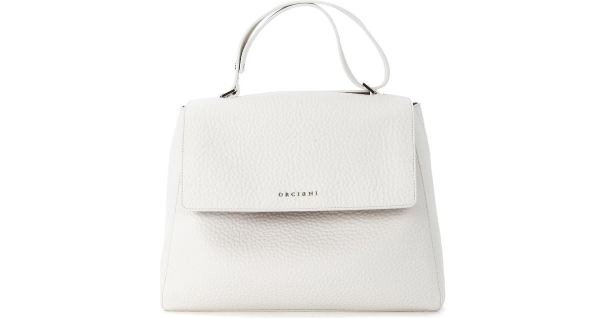 Orciani Sveva Medium White Tumbled Leather Handbag Women S Handbags In Orciani Sveva Medium White Tumbled Leather Handbag Women S Handbags In
