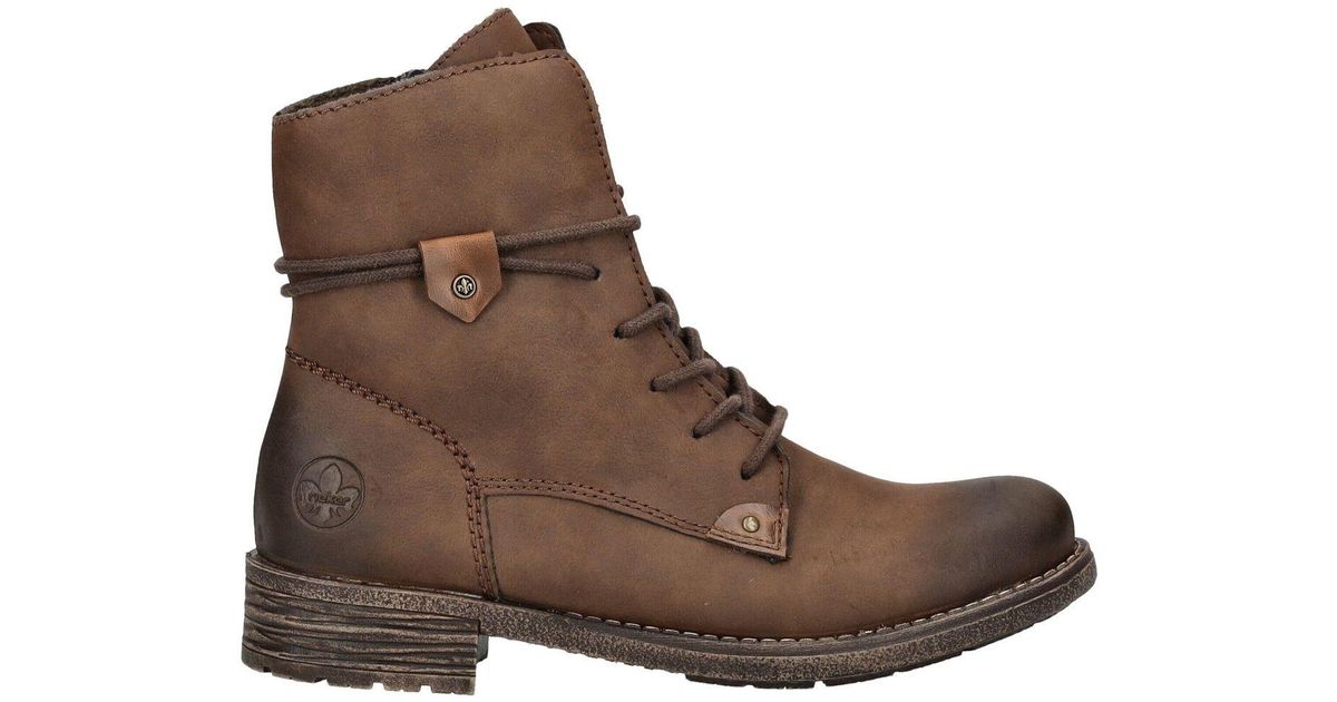 Rieker Bottes & Bottines Femme 52514 - Chaussures Confortables à Lacets Et Zip