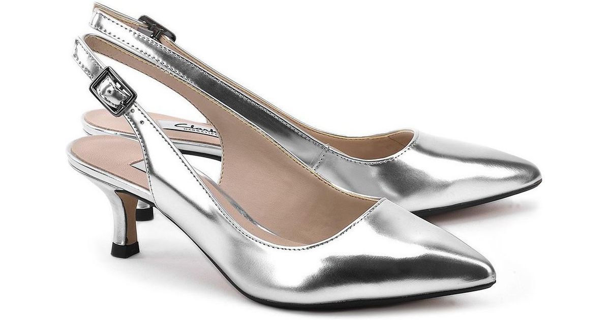 clarks silver court shoes