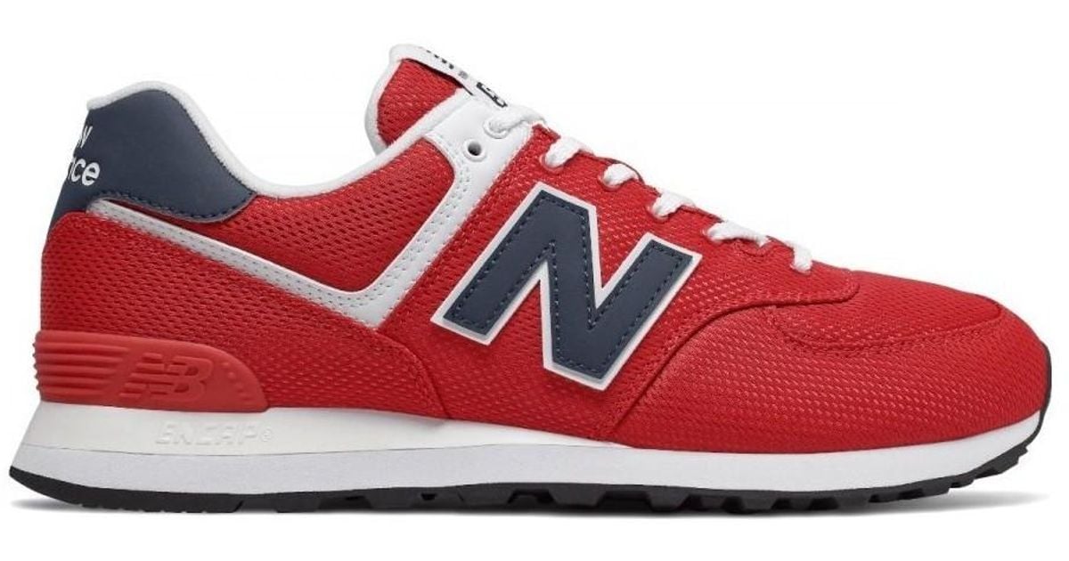 New Balance Leather 574 Running Shoes in Red for Men - Lyst