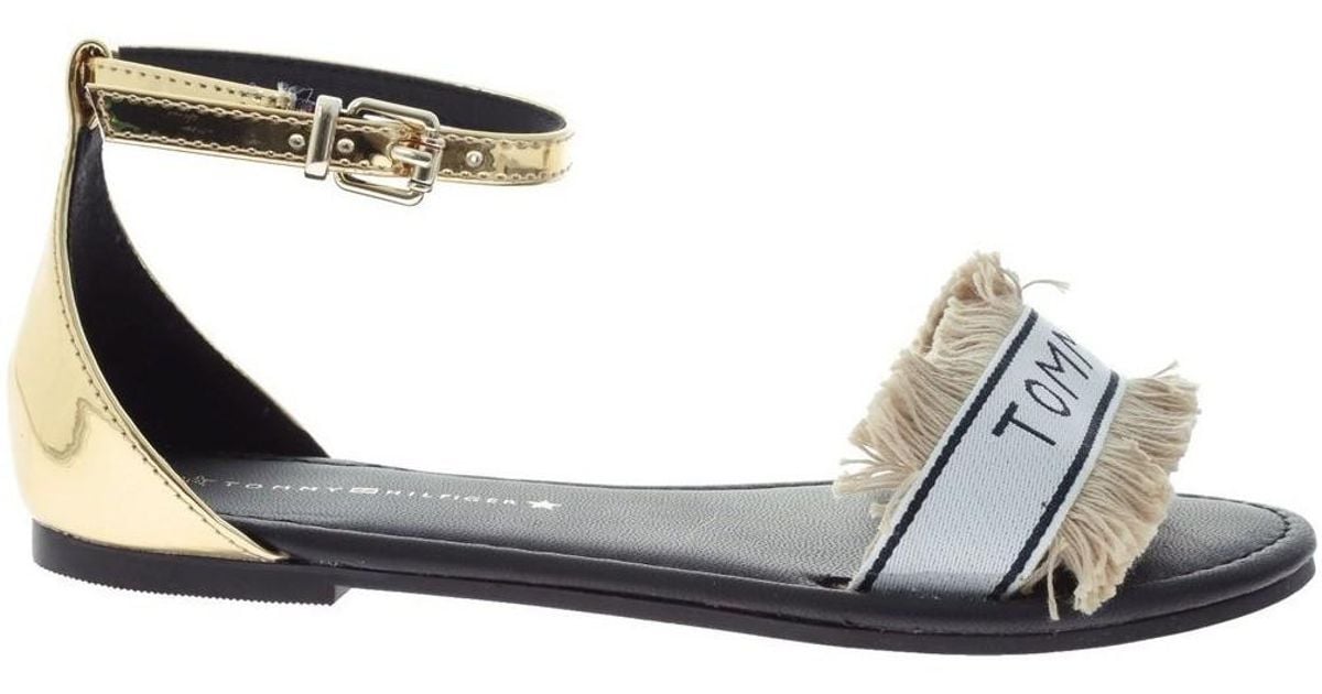 tommy hilfiger mirror metallic flat sandal