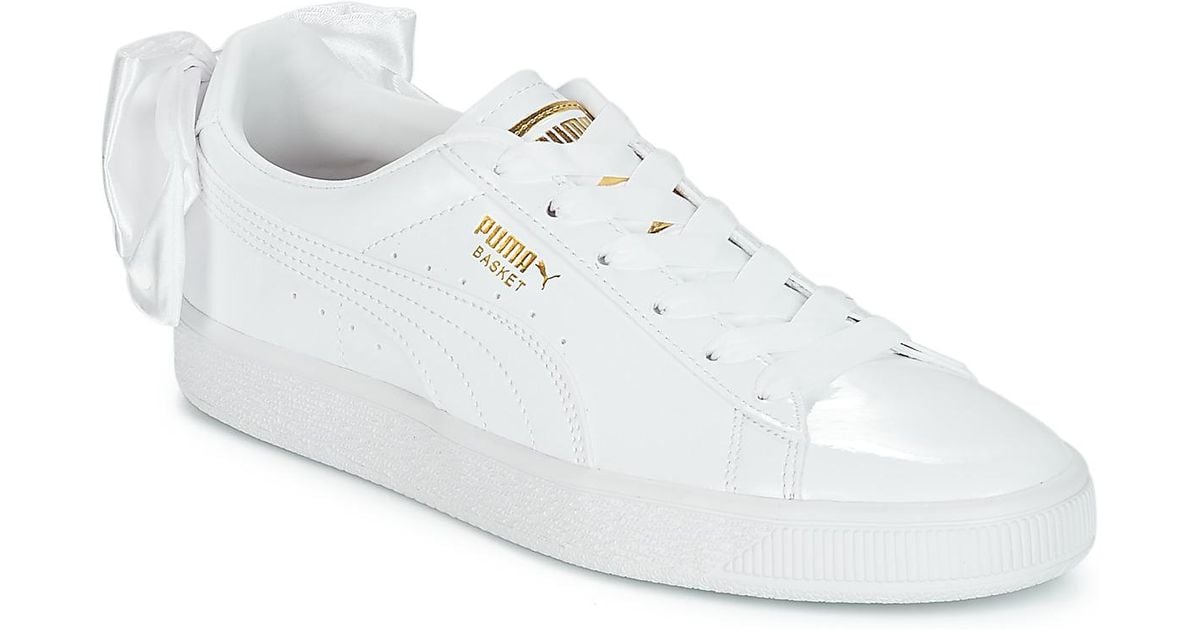 puma basket pink bow white trainers