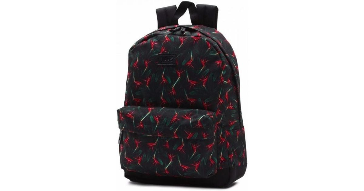mochila vans flores negra