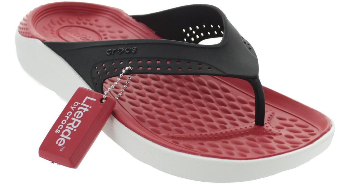 red croc flip flops