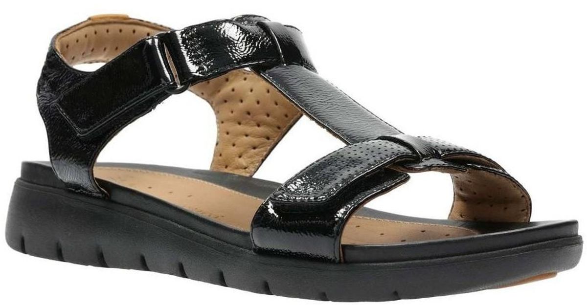 clarks black sandals wide fit