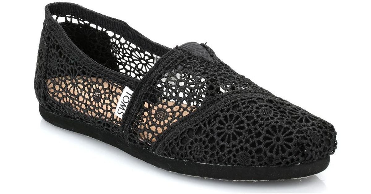 toms black moroccan crochet women's classics
