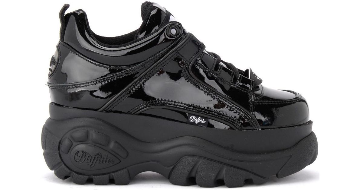 Ren og skær grave Assimilate Buffalo 1339 Sneaker In Black Patent Leather Women's Shoes (trainers) In  Black - Lyst