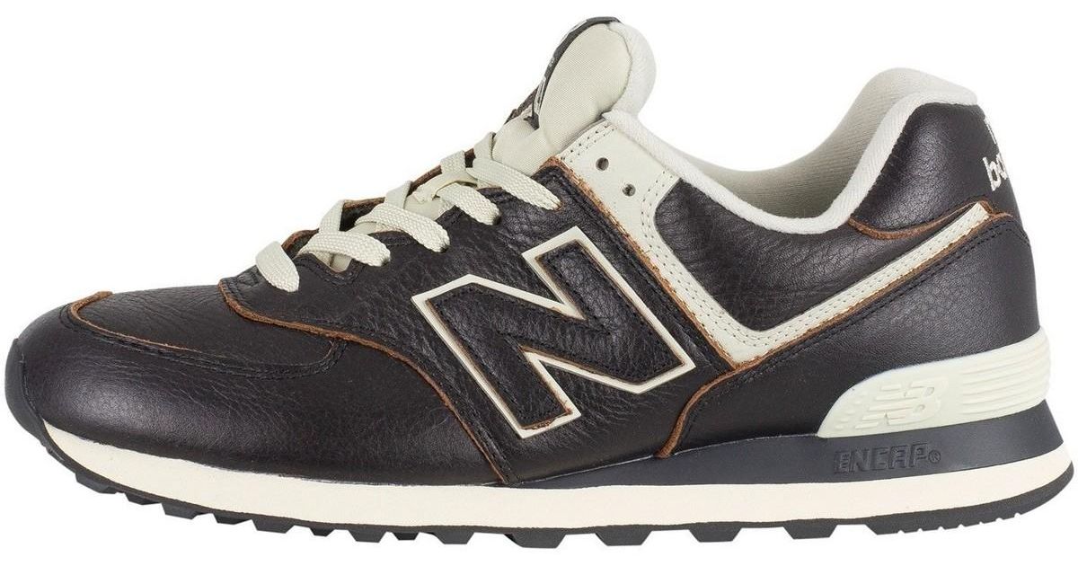 New Balance 574 Leather Trainers Shoes (trainers) in Black for Men ...
