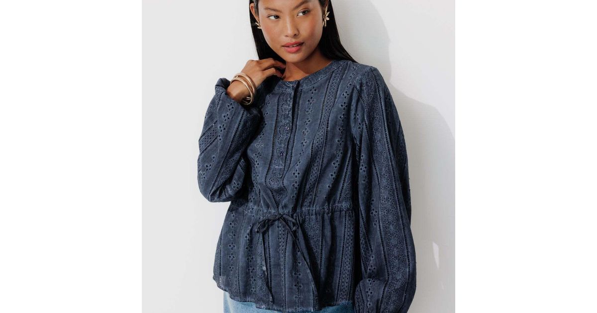Tunique Top Perles Et Broderies Bleu Sur Noir, Taille 40, Neuf Sans étiquette
