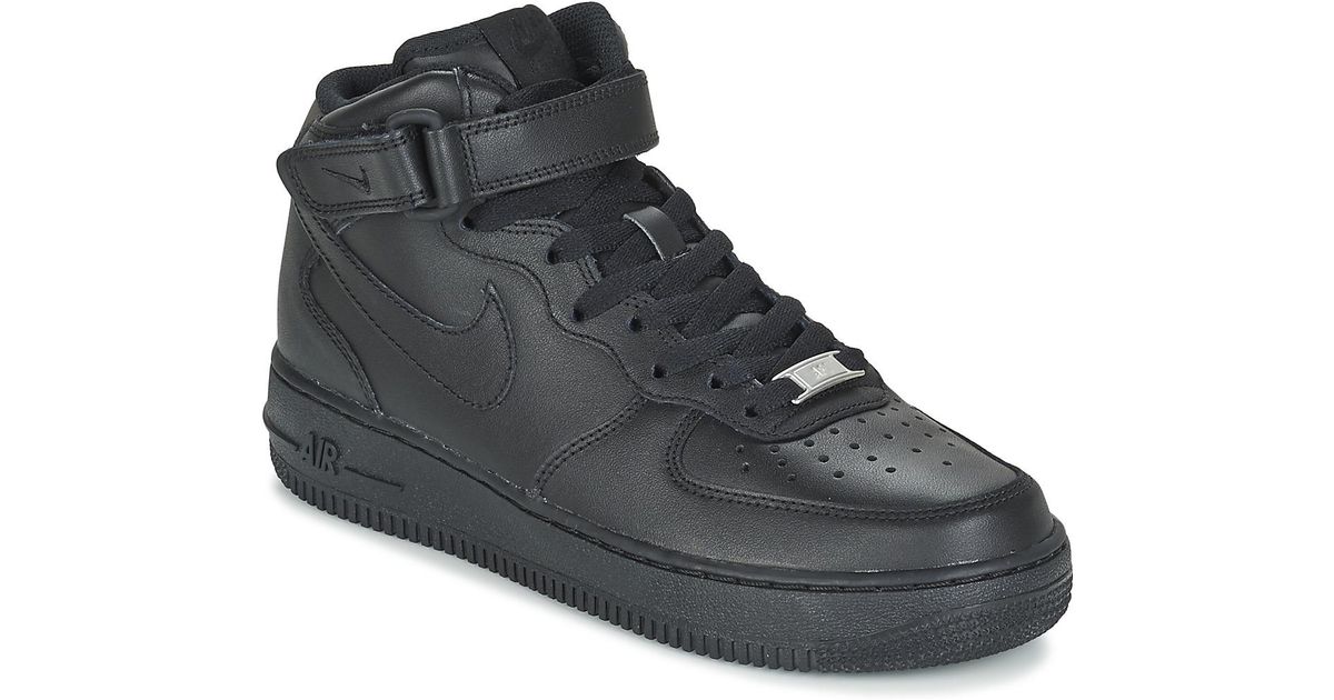 Nike Air Force Mid '07 Leather High-Top Sneakers in Black - Save 72% - Lyst