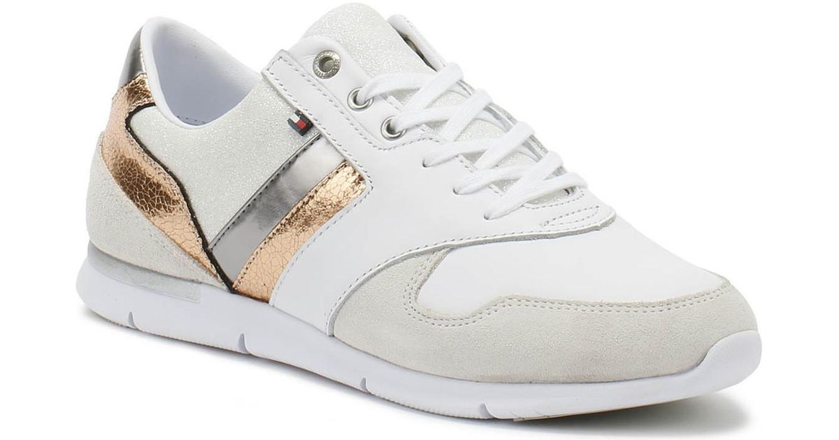 white and gold trainers womens