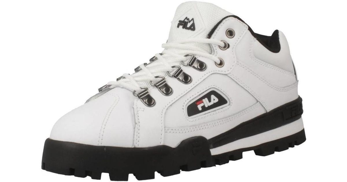 fila white trailblazer leather big logo trainers