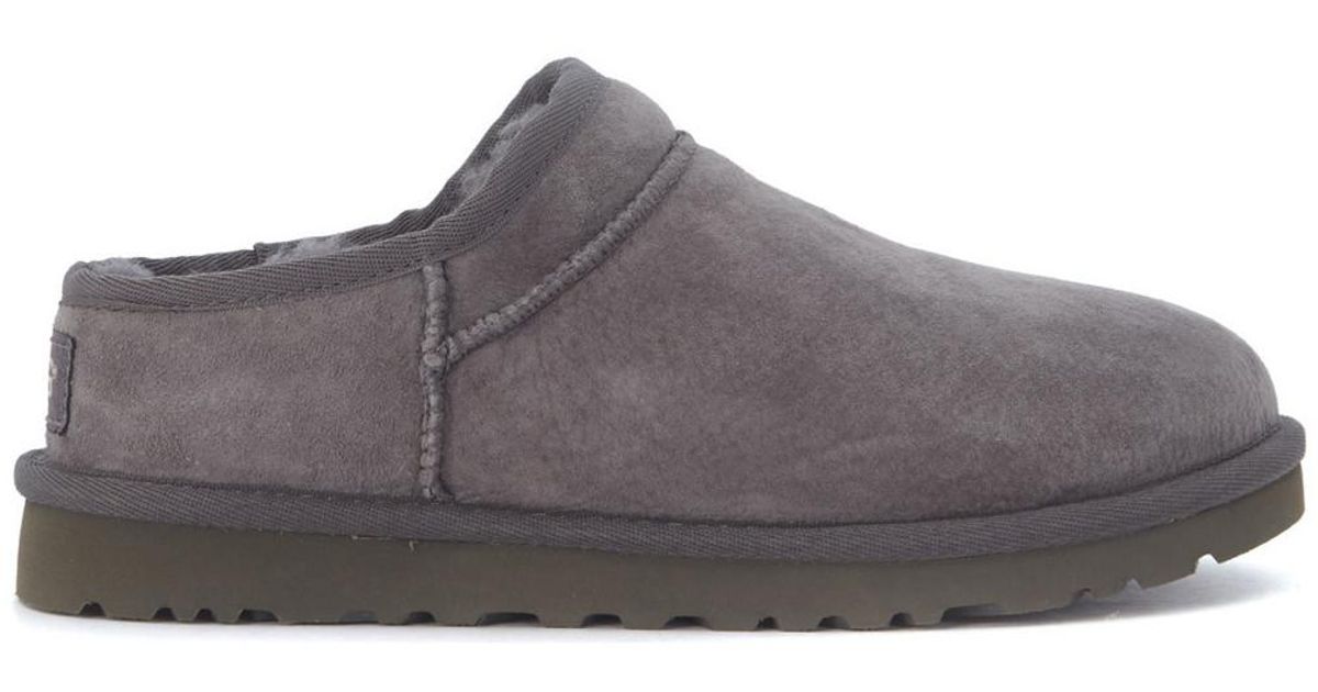 UGG Slipon Classic Slipper Made Of Gray Suede Women's Slippers In Grey