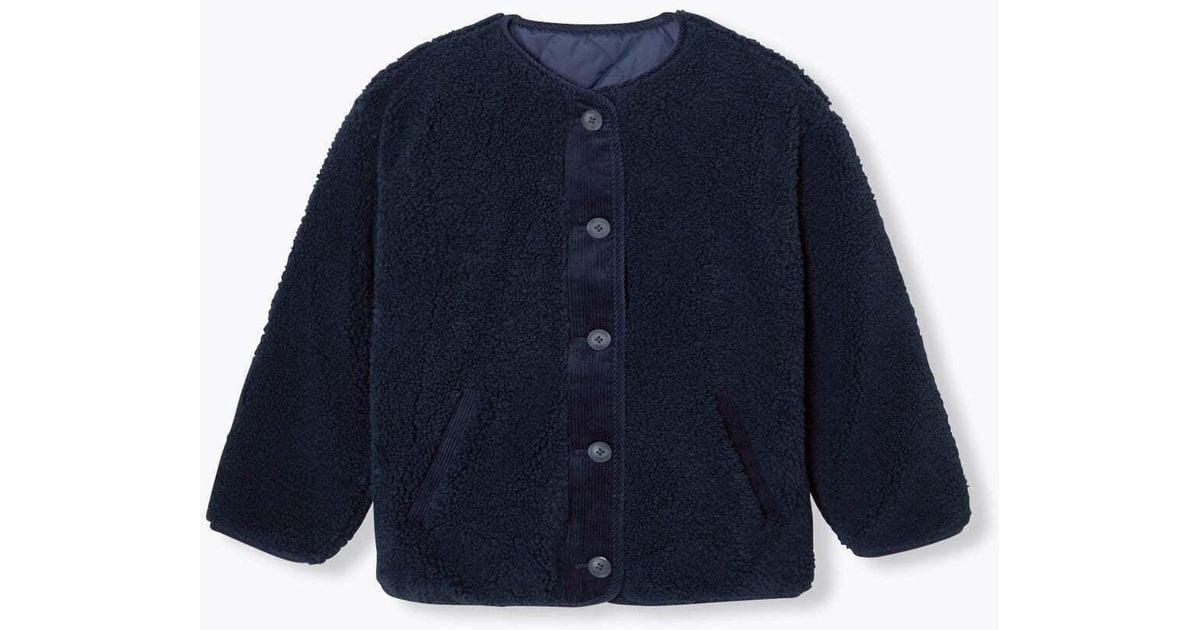 Manteau ADELE en moumoute réversible Promod en coloris Bleu Lyst