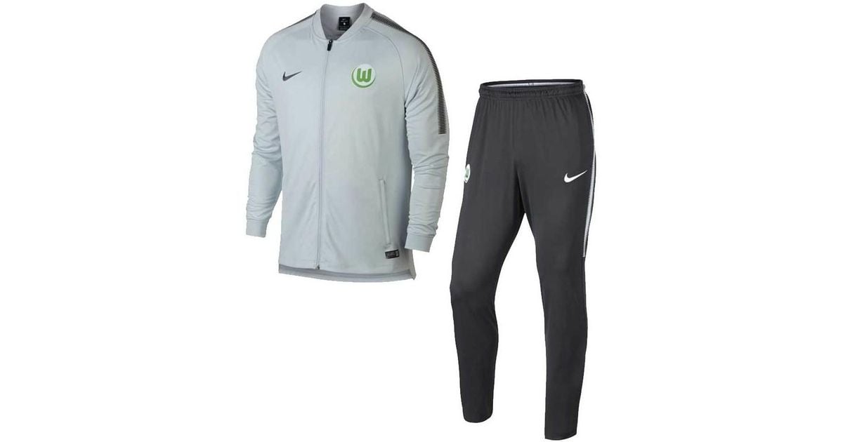 Nike 2017-2018 VFL Wolfsburg Authentic Polo Football Soccer T-Shirt Jersey Grey