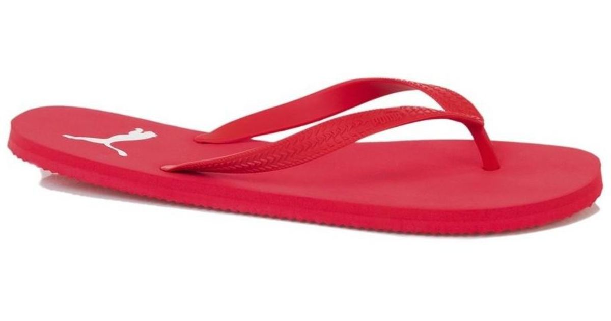 red puma flip flops