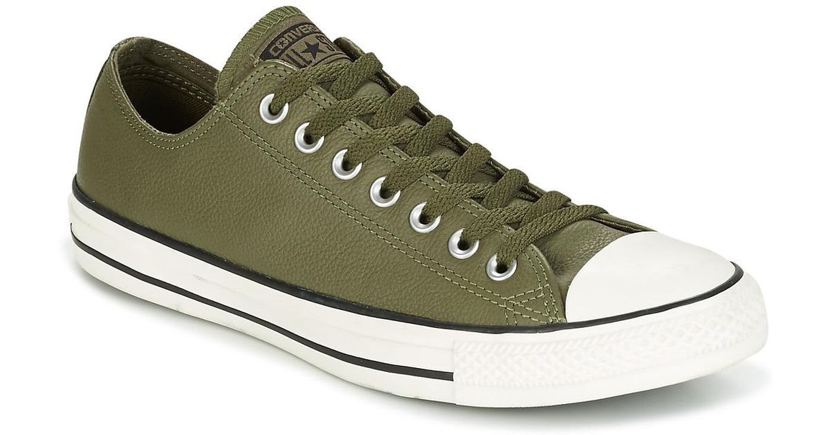 converse leather green