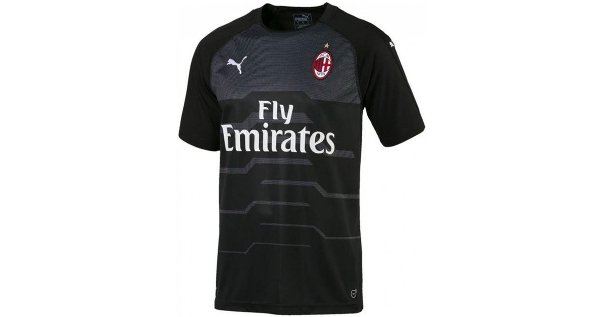 Yellow Puma 2018-2019 AC Milan Home SS Goalkeeper Football Soccer T-Shirt Camiseta