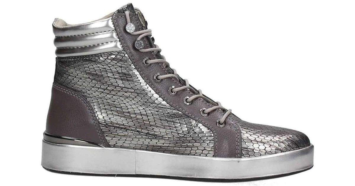 grey high top trainers