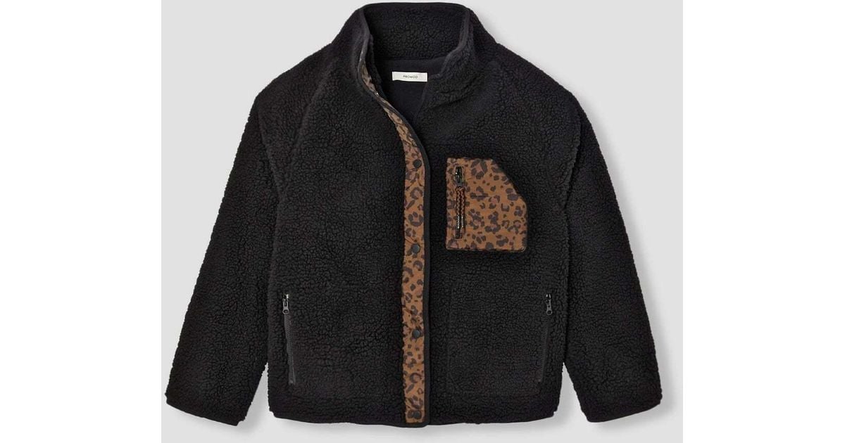 Fleece Jacket Promod Gilet Noir Blouson Veste Moumoute Zippée