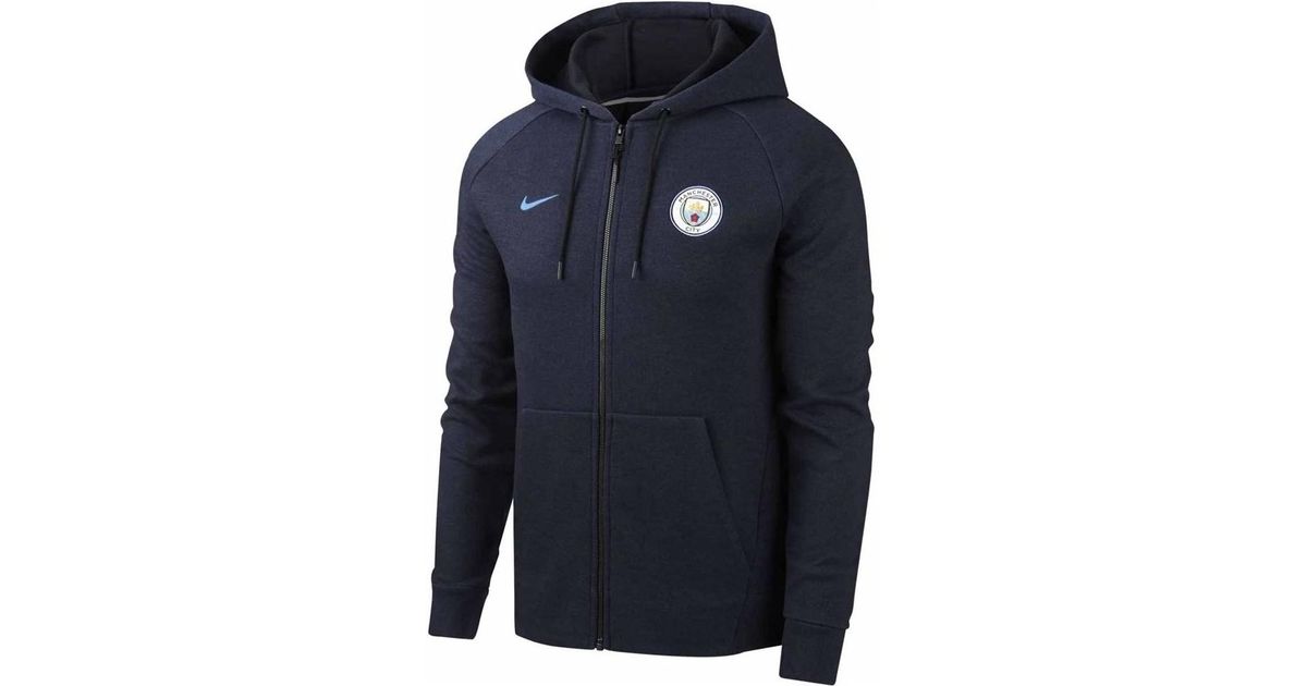 Nike 2018 2019 Manchester City Venue Full Zip Hoodie Obsidian Men S Sweatshirt In Blue For Men Lyst