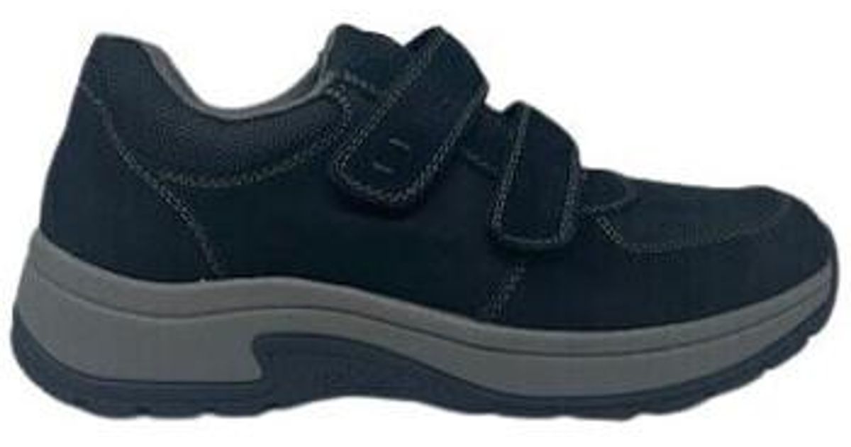 Chaussons Rieker Homme 11051 - Cuir Suédé Bleu, Semelle Légère, Largeur Confort H, Fermeture Velcro