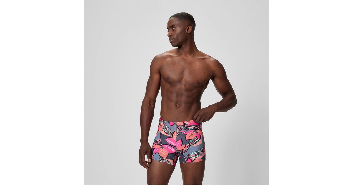 Speedo Beachstar Printed Square Leg Coral in Red for Men | Lyst
