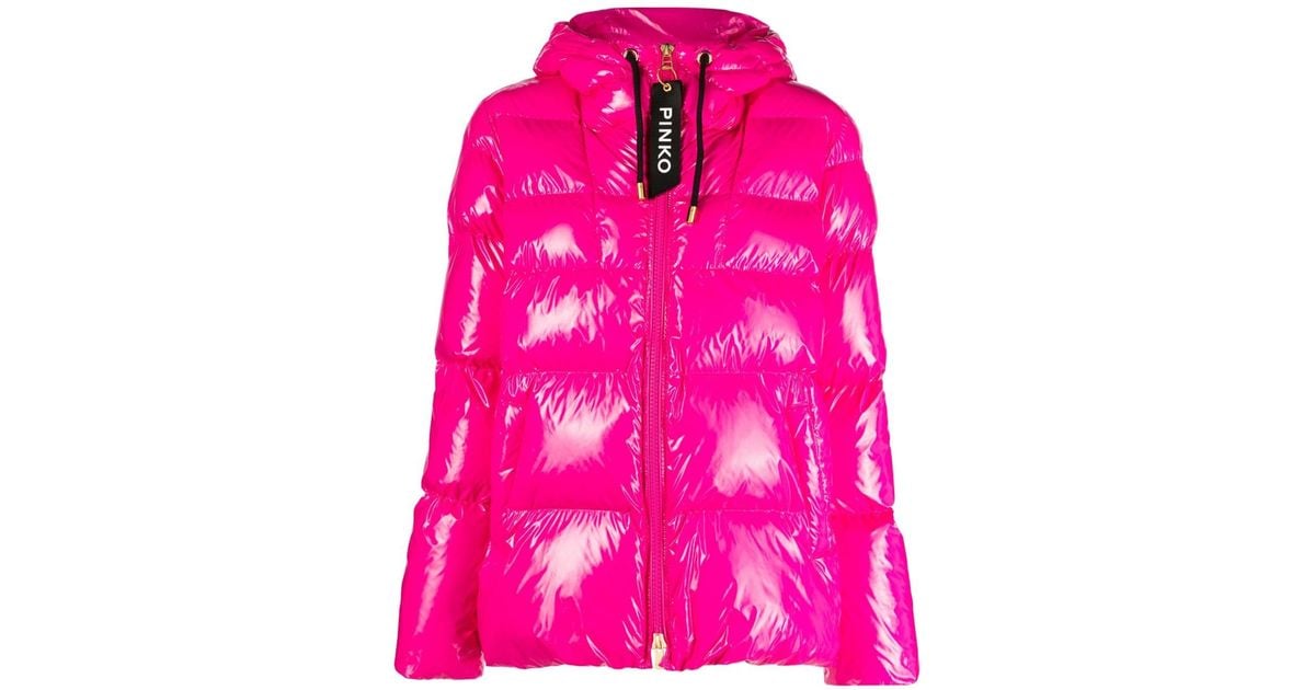 Pinko Quilted Hooded Jacket in Pink | Lyst