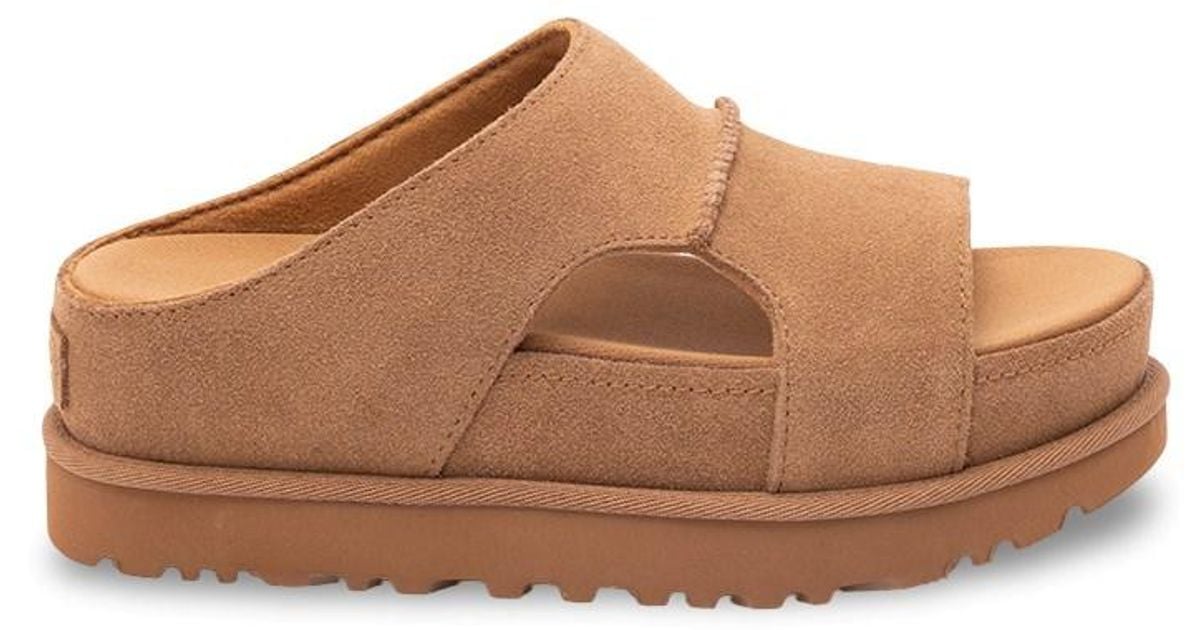 UGG 'Goldenstar Hi' Cut-Out Slides in Brown | Lyst UK