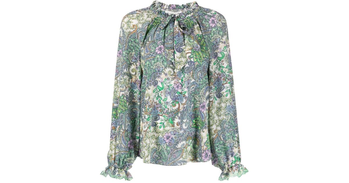 Hale Bob `tacey Leaf And Petal` Blouse in Green | Lyst
